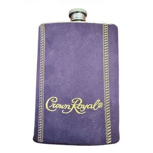 Crown Royal Cap 8 oz. 18/8 Stainless Steel Whiskey Flask W/ Purple Suede Cover